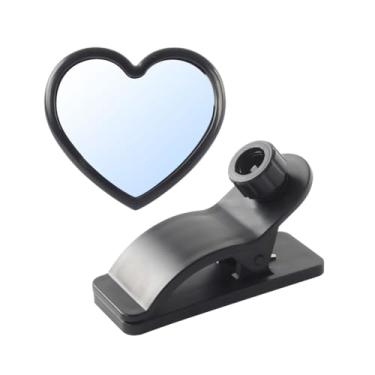 Imagem de Tuxihapp Espelho traseiro de carro de bebê em forma de coração - 360° ajustável clipe interior automotivo espelho convexo grande angular para visualização de passageiros traseiros - Acessório