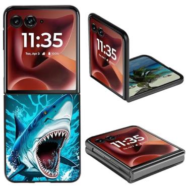 Imagem de BPQOJB Capa protetora para Galaxy Z Flip 7 com estampa de peixe de tubarão impressa, bonita, fina, rígida, à prova de choque, capa protetora para Samsung Galaxy Z Flip 7 de 6,9 polegadas 2025