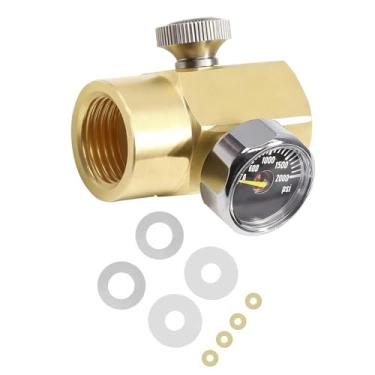 Imagem de Baoblaze Adaptador para recarga de cilindro de CO2 com manômetro de 2000 PSI, Tr21 4 para Cga320