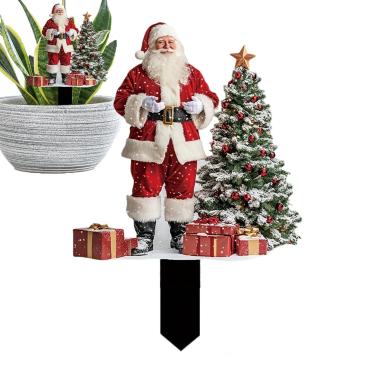 Imagem de Shakven Estacas de jardim de Natal,Estacas de jardim de Natal, Estacas decorativas de jardim em acrílico, Decoração impermeável do vaso de flores, estacas do gramado do natal para o quintal do pátio