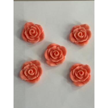 Imagem de Kit 50 Sabonetes Decorativos Rosa em Glicerina Perfumados Essência Mamãe Bebê Lembrancinhas para Aniversário, Batizado, Chá de Bebê e Eventos (Salmão)