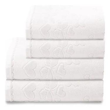 Imagem de Jogo de Toalhas Banho e Rosto Aveludada Dohler 100% Algodão, Branco