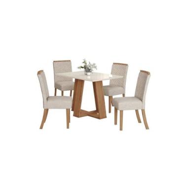 Imagem de Mesa Jantar Lins 120 4 Cadeiras Malu Linho - Henn