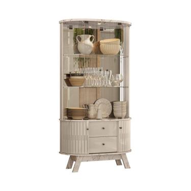 Imagem de Cristaleira Moss 4 Portas 2 Gavetas Off White e Calacata