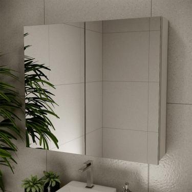 Imagem de Armário de Banheiro com Espelho Nature 2 Portas Nude 90 cm