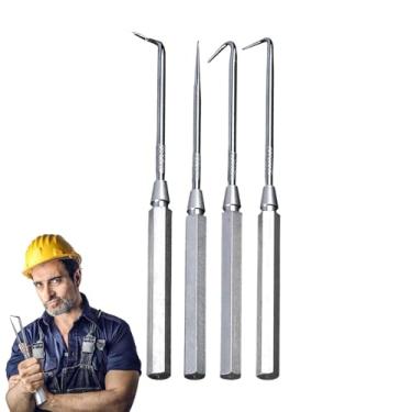 Imagem de Conjunto de ganchos automotivos de precisão, conjunto de ferramentas de seleção automotiva,Kit de picareta e gancho de 4 peças para removedor de junta de vedação de óleo automotivo | Ferramentas de ma
