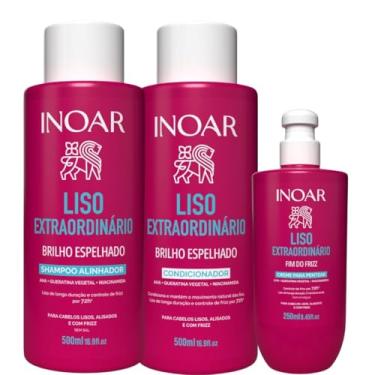 Imagem de Kit Inoar liso extraordinário shampoo 500ml + condicionador 500ml + creme para pentear 250ml