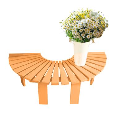 Imagem de Banco de jardim semicircular de madeira, envoltório de banco de árvore, banco ao ar livre, banco de pátio para parque, quintal, pátio, deck gramado (cor de madeira)