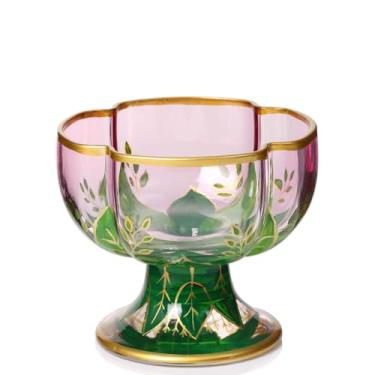 Imagem de ELERGIFTS Tigelas de sobremesa pintadas à mão - Copos de sorvete de vidro de 227 g Mini tigelas de sobremesa com pé para sobremesa, sundae, sorvete, salada, coquetel, condimento, bagatela (1 pacote)