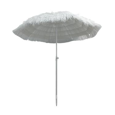 Imagem de TRGCJGH Guarda-chuva de praia portátil, guarda-sol tiki de pátio de palha havaiano piscina pátio guarda-chuva de mesa ao ar livre com 8 costelas resistentes (1,6 m, branco arroz)