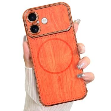 Imagem de LSL Capa para iPhone 17 [compatível com MagSafe] Design de impressão de padrão de madeira com revestimento de TPU macio, lente de câmera completa, antiqueda, antiarranhões, à prova de choque, capa