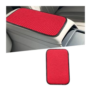 Imagem de Sandfren Capa de console central de carro, 3D Honeycomb Ice Silk Almofada de proteção de caixa de assento de apoio de braço de veículo, tapete de almofada de console médio interior automotivo
