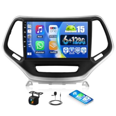 Imagem de [8 núcleos 6G + 128G] Android 15 estéreo para carro para Jeep Cherokee 2013-2018 com carro sem fio CarPlay Android Auto, rádio automotivo com tela sensível ao toque de 10,1 polegadas com link