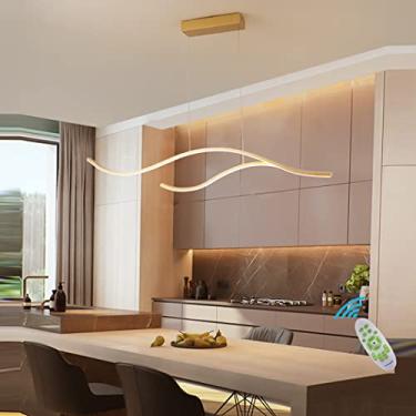 Imagem de Luminária pendente LED com altura regulável e ajustável de 100 cm para mesa de jantar, lâmpada suspensa, decoração boutique, lustre com ondas para sala de jantar, cozinha, sala de estar com