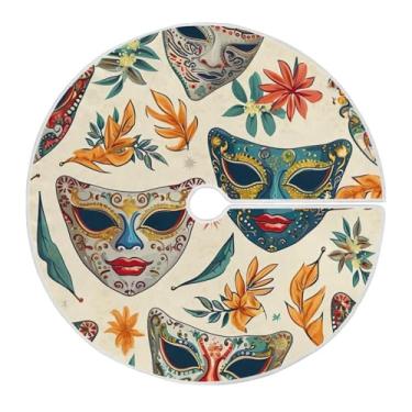 Imagem de Blueangle Saia de poliéster macio com estampa de máscaras de carnaval de 118 cm para decoração de carnaval (50)