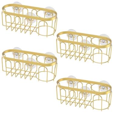 Imagem de ZJRDYYK Pacote com 4 ventosas para pia de cozinha, suporte de esponja para pia de cozinha, organizador de cozinha com suporte de escova para sabonete, escova de louça, esfregão, itens essenciais de