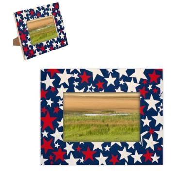 Imagem de hongjinglin Porta-retrato de 12,76 x 17,78 cm, com estrelas, vermelho, azul, moldura para pendurar na parede e na mesa, para decoração de casa e amigos da família, ideias de presente de casamento