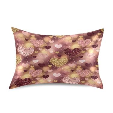 Imagem de SEHANY Capas de almofada de seda para cabelo e pele para o Dia dos Namorados, capas de almofada de cetim respiráveis macias e refrescantes com fecho de envelope, tamanho king (50,8 x 101,6 cm)