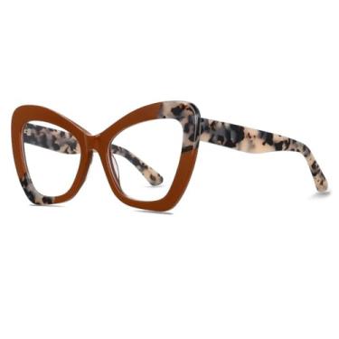 Imagem de Armação de óculos de acetato para mulheres, óculos grandes estilo olho de gato e leopardo (2)