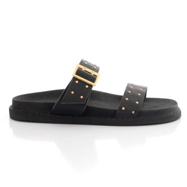 Imagem de Sandalia Papete Feminina Plataforma Flatform Enfeite Metalizado Brilho (Preto, BR, Adulto, Numérico, 37)