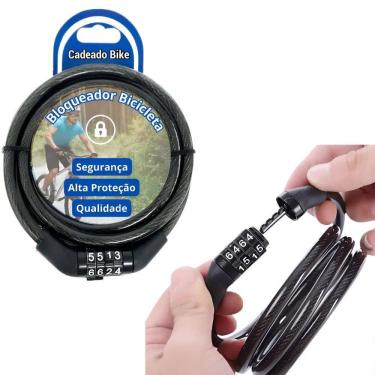 Imagem de Cadeado Bicicleta Reforçado Cabo Aço Bloqueador Senha Cor Pr