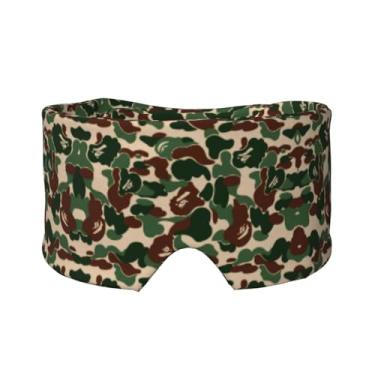 Imagem de Aniaml Máscara de proteção para olhos e ouvidos camuflada, estampa verde, respirável, ajustável, blecaute, venda, confortável