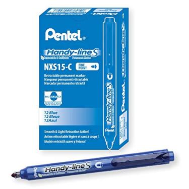 Imagem de Pentel Marcadores S-permanentes retráteis, ponta fina, azul 12 unidades (NXS15-C)
