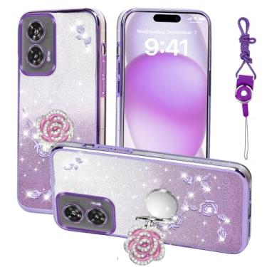 Imagem de Nouxwerx Capa para Motorola Edge 50 Fusion 5G, capa de celular para G96 capa macia e fina para meninas e mulheres com anel de alça de suporte de cordão à prova de choque capa protetora para Moto Edge
