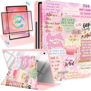 Imagem de Uppuppy Capa inteligente para Samsung Galaxy Tab S11 com suporte giratório de 360 graus com suporte para lápis para mulheres e meninas, capa com palavras cristãs para Samsung Tablet S11 de 11