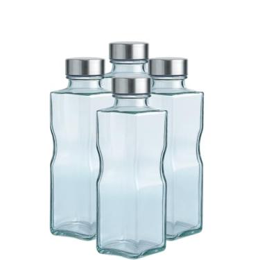 Imagem de Kit Garrafa Quadrada Vidro Água Suco 1100ml Geladeira (4)