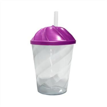 Imagem de Kit 30 Unidades Copos Twister Acrílico 300ml Com Tampa Chantily E Canudo Lembrança Festa (Lilás)