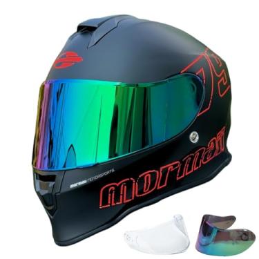 Imagem de Capacete de Moto Masculino Feminino Mormaii 1979 Vermelho Fosco Fechado Original Viseira Transparente + Camaleão (54)