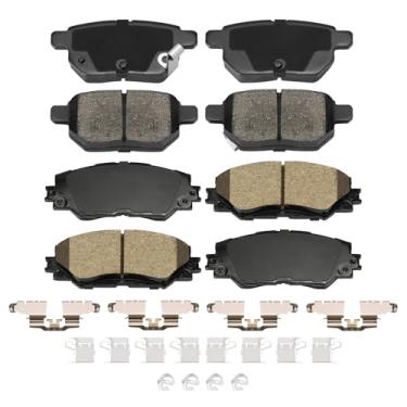 Imagem de HECHENQICHE Conjunto de pastilhas de freio de cerâmica dianteiras e traseiras para Toyota Corolla 2009-2019, Toyota Matrix 2009-2014 e Pontiac Vibe 2009-2010