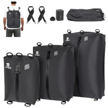 Imagem de ESCRODOI Sacos de vácuo para viagem com bomba, conjunto de 3 tamanhos, sacos de compressão a vácuo reutilizáveis para bagagem, economia de espaço, cubos de embalagem a vácuo à prova d'água IP67 para