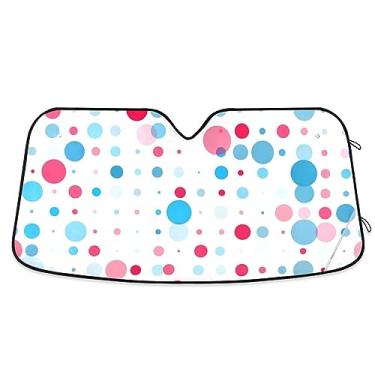 Imagem de Bloqueador solar de carro com bolinhas vermelhas azuis, para-brisa de carro, dobrável, proteção UV, persiana dobrável para janela de carro