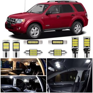 Imagem de WIYBYDM Kit de luzes interiores de LED branco para Ford Escape 2008 2009 2010 2011 2012 caixa de luvas de cúpula de mapa super brilhante espelho vaidade porta-malas luzes de matrícula lâmpadas