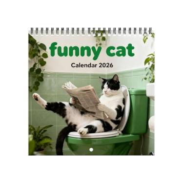 Imagem de Calendário Engraçado 2026 | Com Blocos de Notas Linhados - Calendário Planejador de Gatinho Lendo Jornal - para Decoração de Casa Escritório Escola Organização Agenda de Compromissos Ano Novo