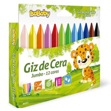 Imagem de Isababy - Giz de Cera Jumbo 12 Cores | Alta Durabilidade e Cores Vibrantes para Crianças