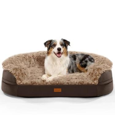 Imagem de iweepet Camas ortopédicas para cães extra grandes, 104 x 82 x 19,6 cm, sofá-cama de suporte para cães com espuma de caixa de ovos 28D, capa lavável removível, forro impermeável, para filhotes, idosos
