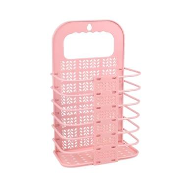 Imagem de Cesto Dobrável Organizador Multiuso Plástico Resistente, 45x30x17cm, para Lavanderia e Banheiro, com Gancho Adesivo (Azul)