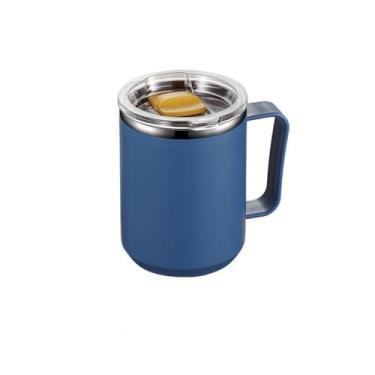 Imagem de Caneca de copo de café de aço inoxidável 450 ml Drinkware Caneca a vácuo de camada dupla garrafa de água isolamento isolado (azul escuro)
