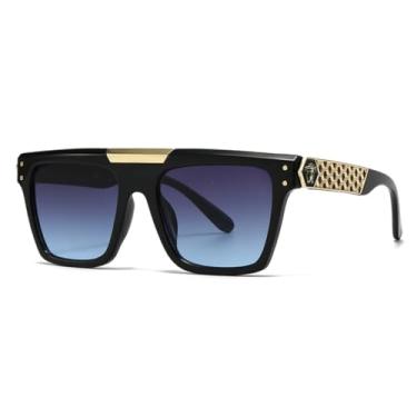 Imagem de JRLLFD Óculos de sol masculinos estilo retrô com armação grande para fotografia de rua (azul)