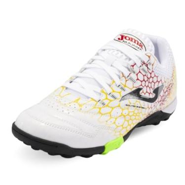 Imagem de Joma Chuteiras de futebol de grama, 6,5-12,5 EUA - chuteiras profissionais - cabedal de microfibra, sola cromada, reforço do calcanhar - Cancha, Branco, amarelo, 8