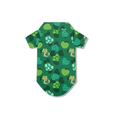 Imagem de Bivxisrvo Camiseta de trevo de coração para cães grandes, meninos, fofos, roupas de Dia de São Patrício, para gatos e cães, camiseta respirável de princesa para festas de aniversário, roupas de