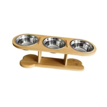 Imagem de Bothyi Tigelas elevadas para gatos com suporte de bambu, tigela ergonômica e portátil para gatos pequenos e filhotes.