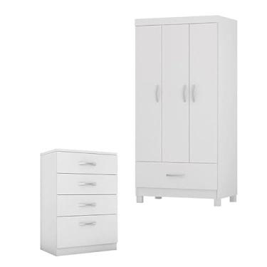 Imagem de Cômoda Astral e Guarda Roupa Solteiro Prince Branco - Demóbile