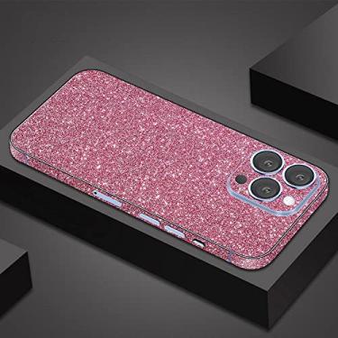 Imagem de VAOXTY Compatível com iPhone 17 Pro Max Bling Glitter Adesivos Skin Wraps Brilhantes Fofos para Mulheres Meninas Meninas Adesivos de Luxo Pacote com 2 Rosa
