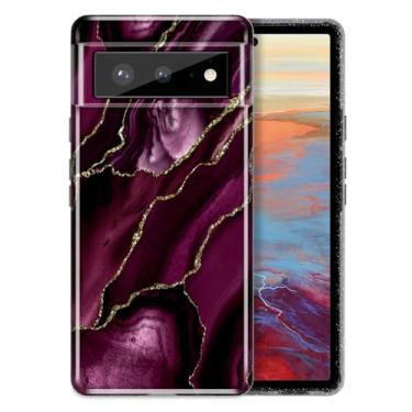 Imagem de Btscase Capa para Google Pixel 6, dourado com glitter, padrão de mármore, policarbonato rígido, ajuste fino, à prova de choque, resistente, proteção contra quedas, para mulheres e meninas, capa fofa