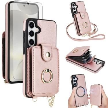 Imagem de Capa de telefone para Samsung Galaxy S24/S25 5G capa carteira magnética destacável e protetor de tela anel suporte compatível com bloqueio MagSafe RFID S 24 24S 25 25S G5 SM-S931U para mulheres ouro