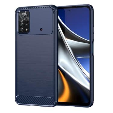 Imagem de Capa Para Xiaomi Mi Poco X4 Pro 5G (Tela 6.67) Carbon Fiber Leve Fina Maleável (Azul)